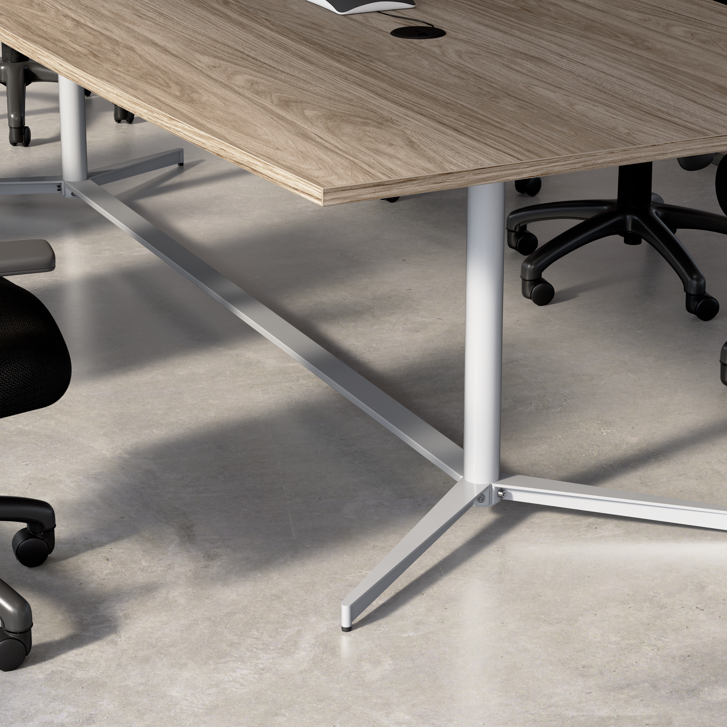 Shop 72-inch Office Conference Table with Metal Base 99TBM72MHSVK 4 #color_modern hickory/cool gray metallic