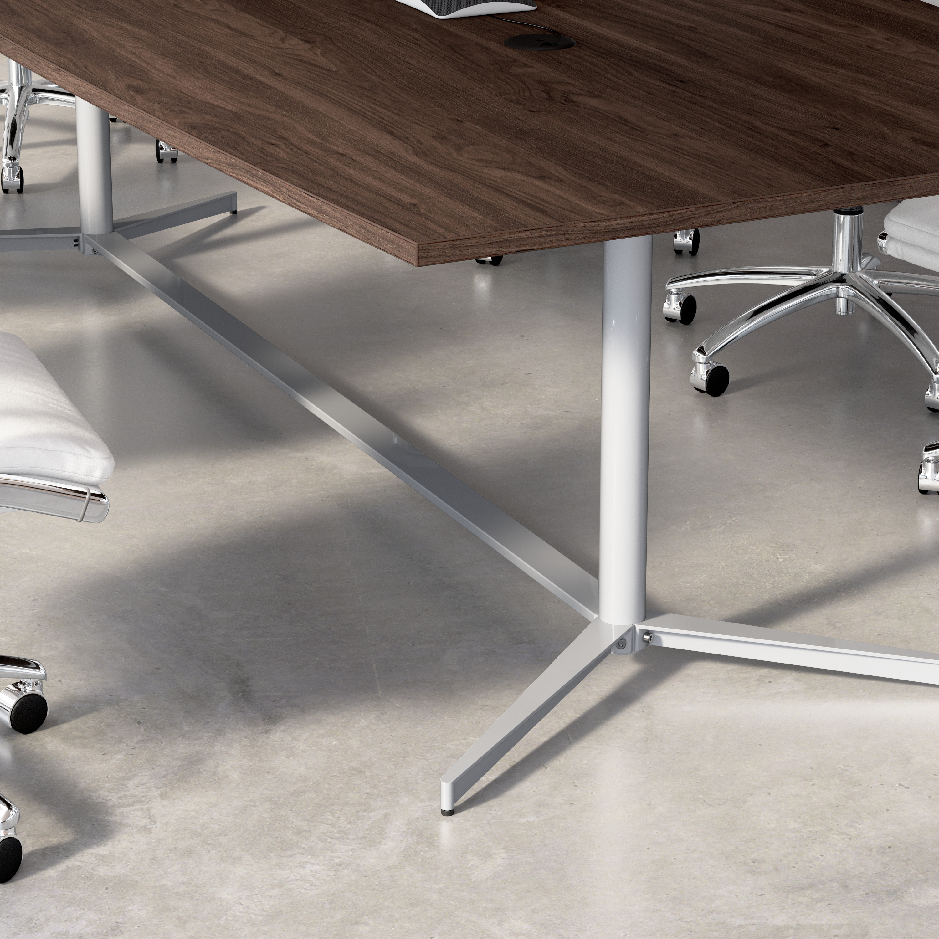 Shop 72-inch Office Conference Table with Metal Base 99TBM72BWSVK 4 #color_black walnut/cool gray metallic