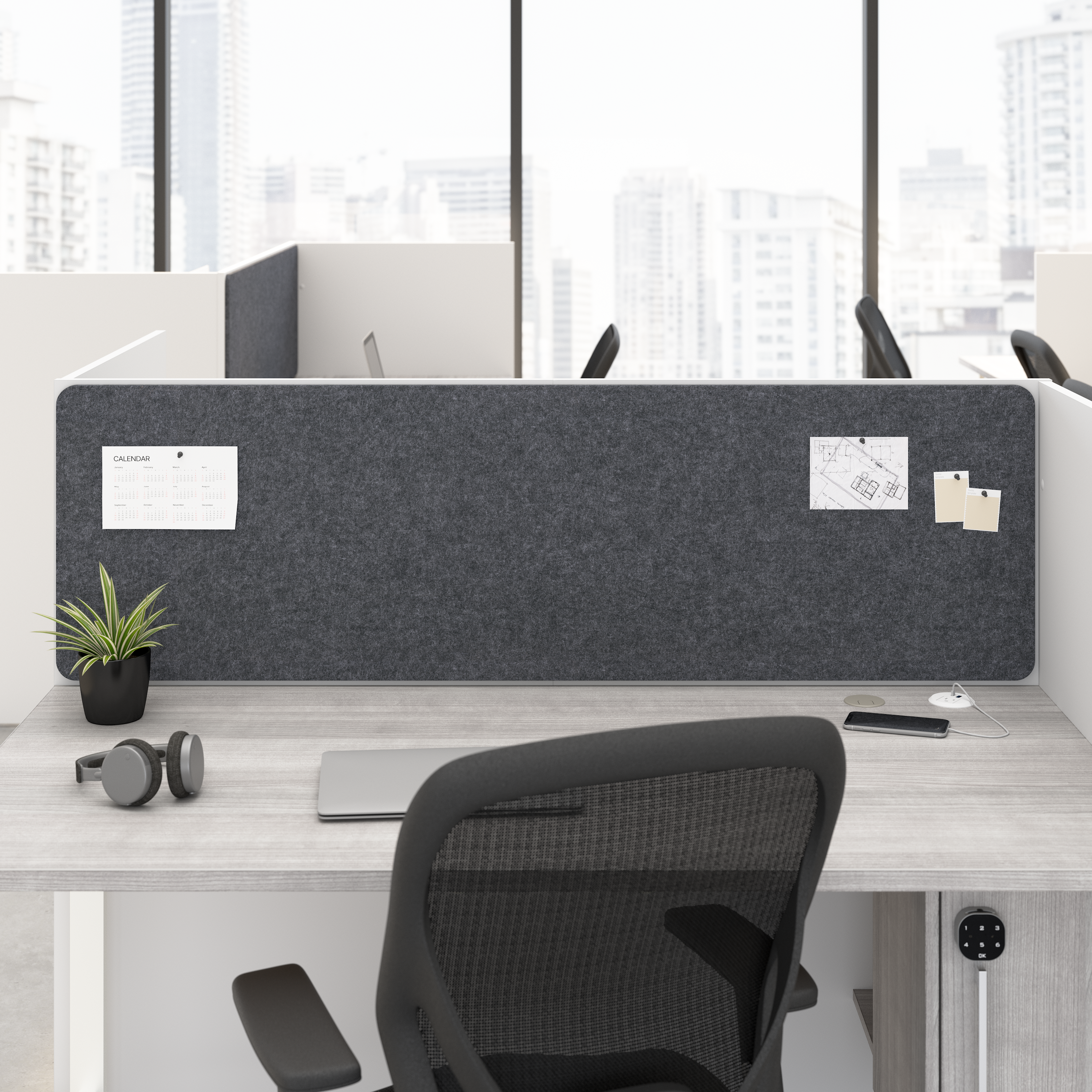 Shop Hustle Tackboard for 60-inch Cubicle Desk HUP158CL-03 5 #color_cool charcoal