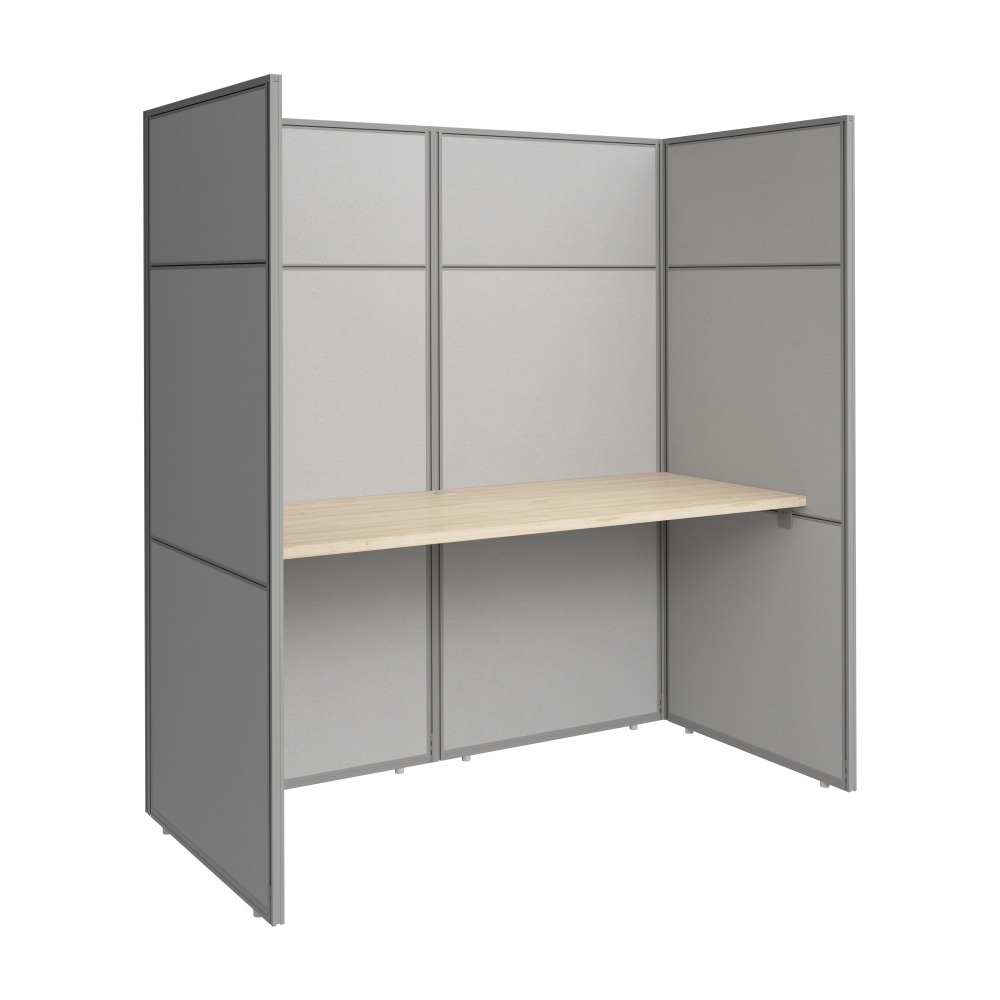 Shop Bush Business Furniture Easy Office 60-inch Cubicle Desk with Tall Panels, Image 01, EODH260NE-03K, #color_natural elm melamine/silver gray fabric