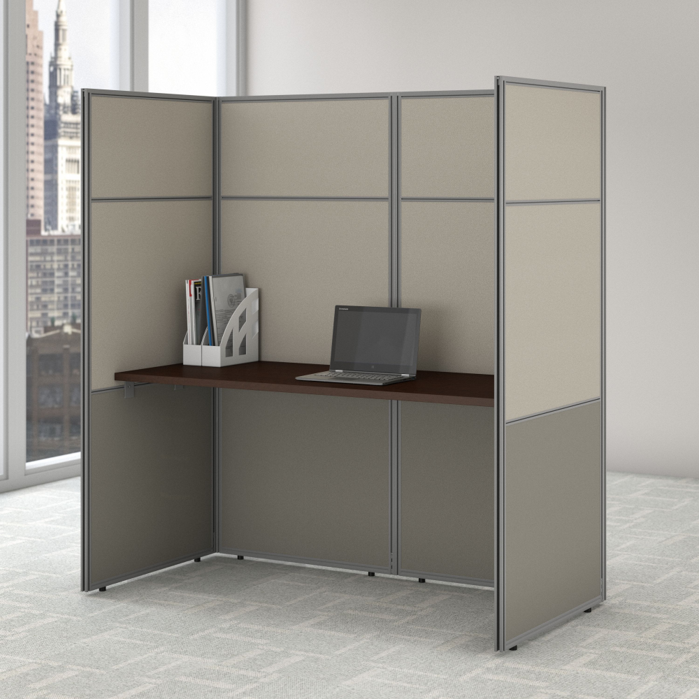 Shop Bush Business Furniture Easy Office 60W Cubicle Desk Workstation with 66H Closed Panels, Image 02, EODH260MR-03K, #color_mocha cherry