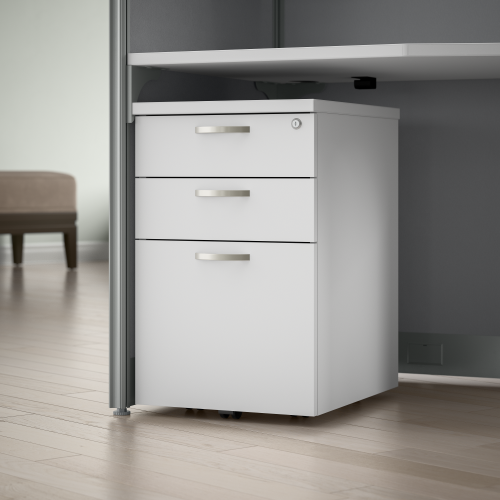 Shop Bush Business Furniture Office in an Hour 3 Drawer Mobile File Cabinet, Image 02, WC36153-03K, #color_pure white
