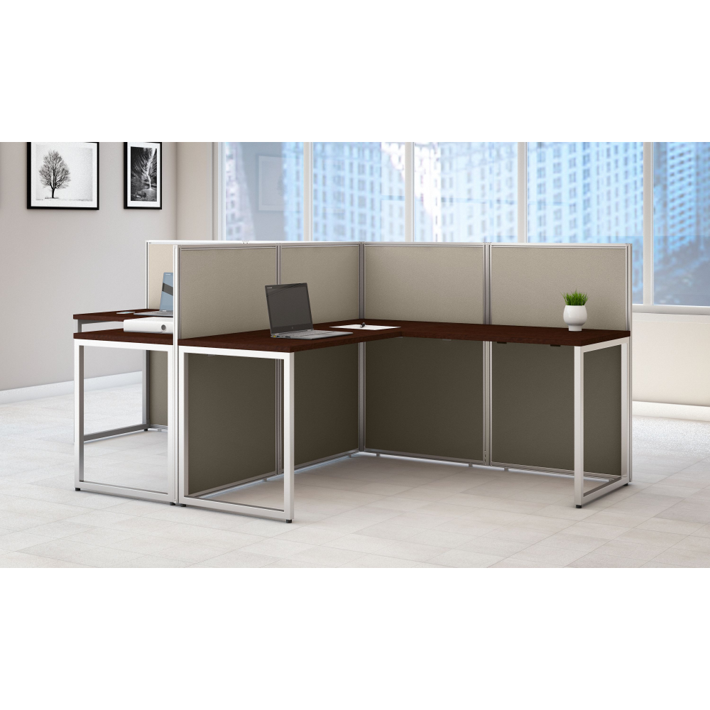 Shop Bush Business Furniture Easy Office 60W 2 Person L Shaped Cubicle Desk Workstation with 45H Panels, Image 02, EOD560MR-03K, #color_mocha cherry
