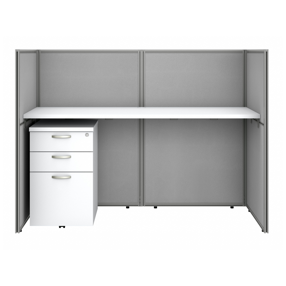 Shop Bush Business Furniture Easy Office 60W Cubicle Desk with File Cabinet and 45H Closed Panels Workstation, Image 03, EOD260SWH-03K, #color_pure white/silver gray