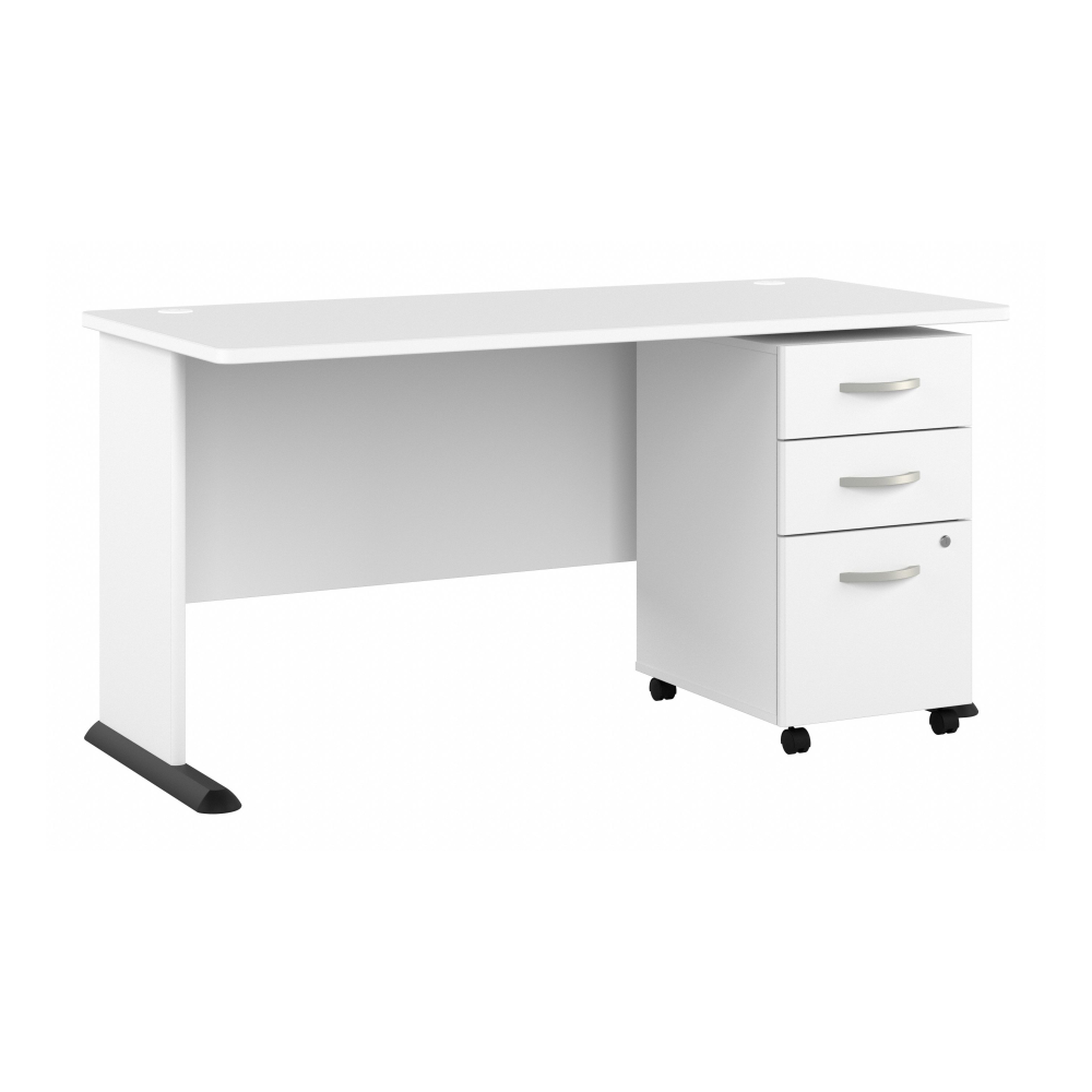 Shop Bush Business Furniture Studio A 60W Computer Desk with 3 Drawer Mobile File Cabinet, Image 01, STA002WHSU, #color_white
