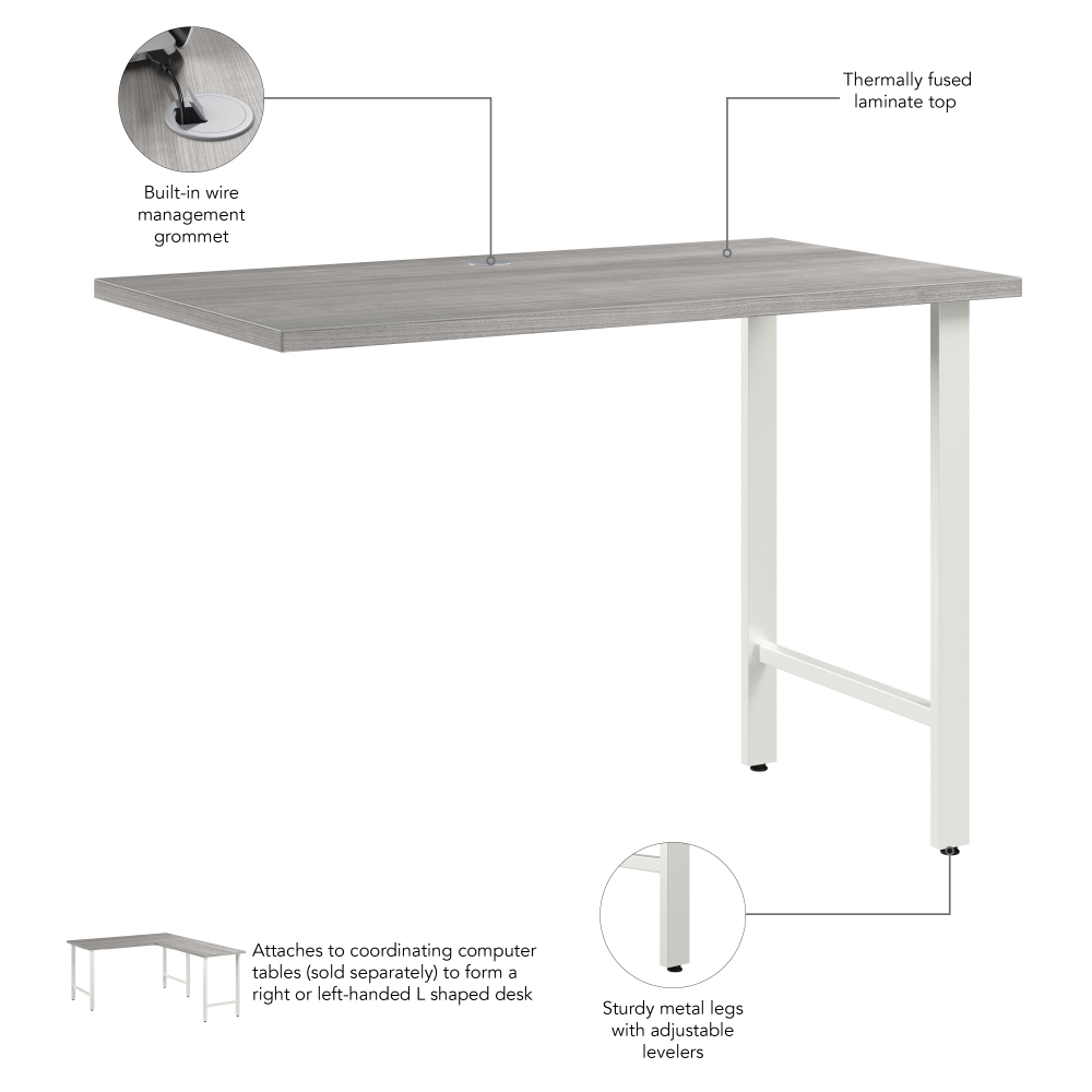 Shop Bush Business Furniture Hustle 42W x 24D Desk Return with Metal Legs, Image 09, HUR142PG, #color_platinum gray