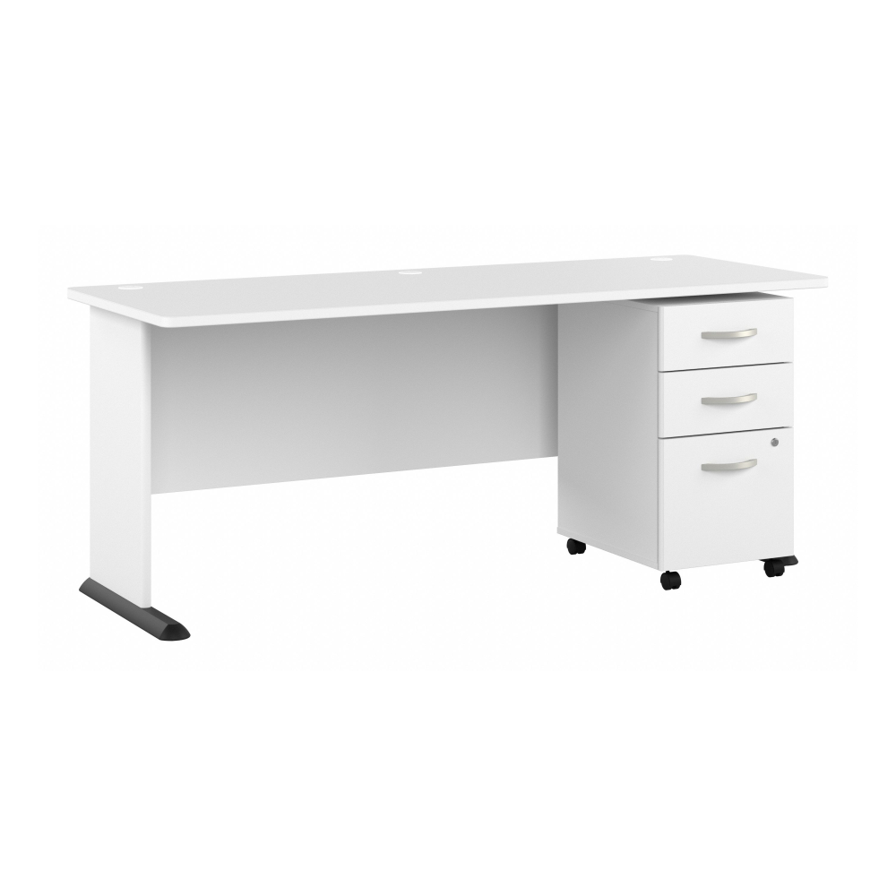 Shop Bush Business Furniture Studio A 72W Computer Desk with 3 Drawer Mobile File Cabinet, Image 01, STA004WHSU, #color_white
