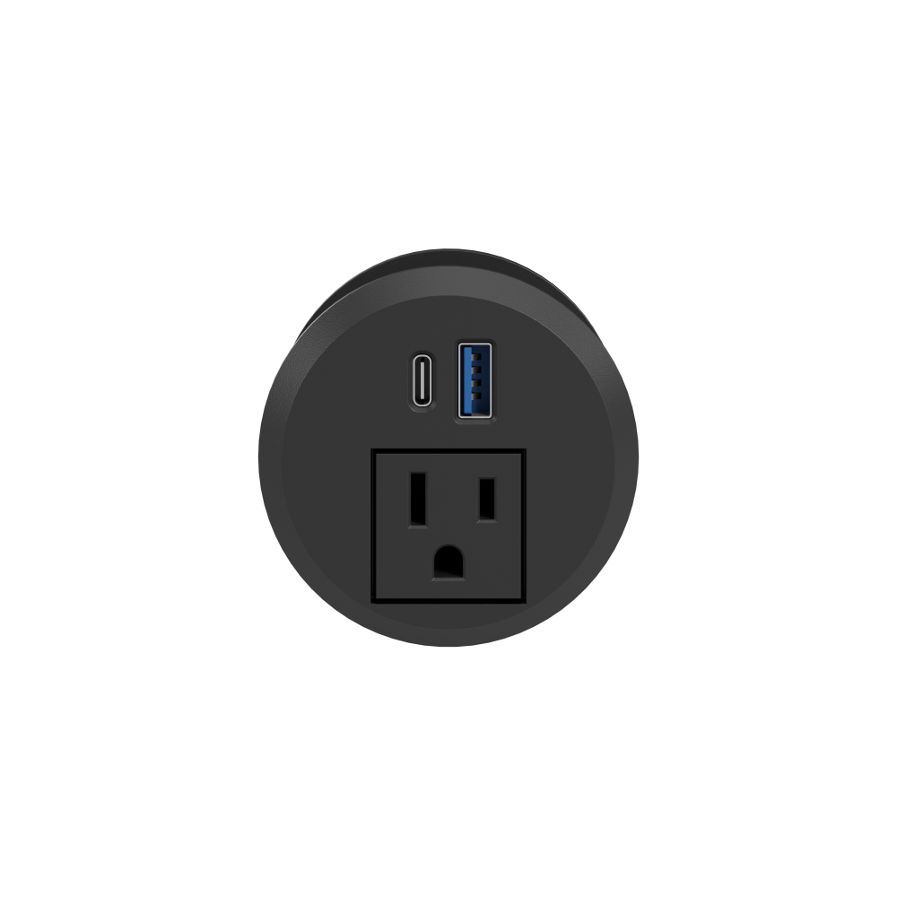 Shop Bush Business Furniture 2-inch Desktop Power Grommet with AC Outlet and USB-A/USB-C Ports, Image 03, AC99898BL-03, #color_black