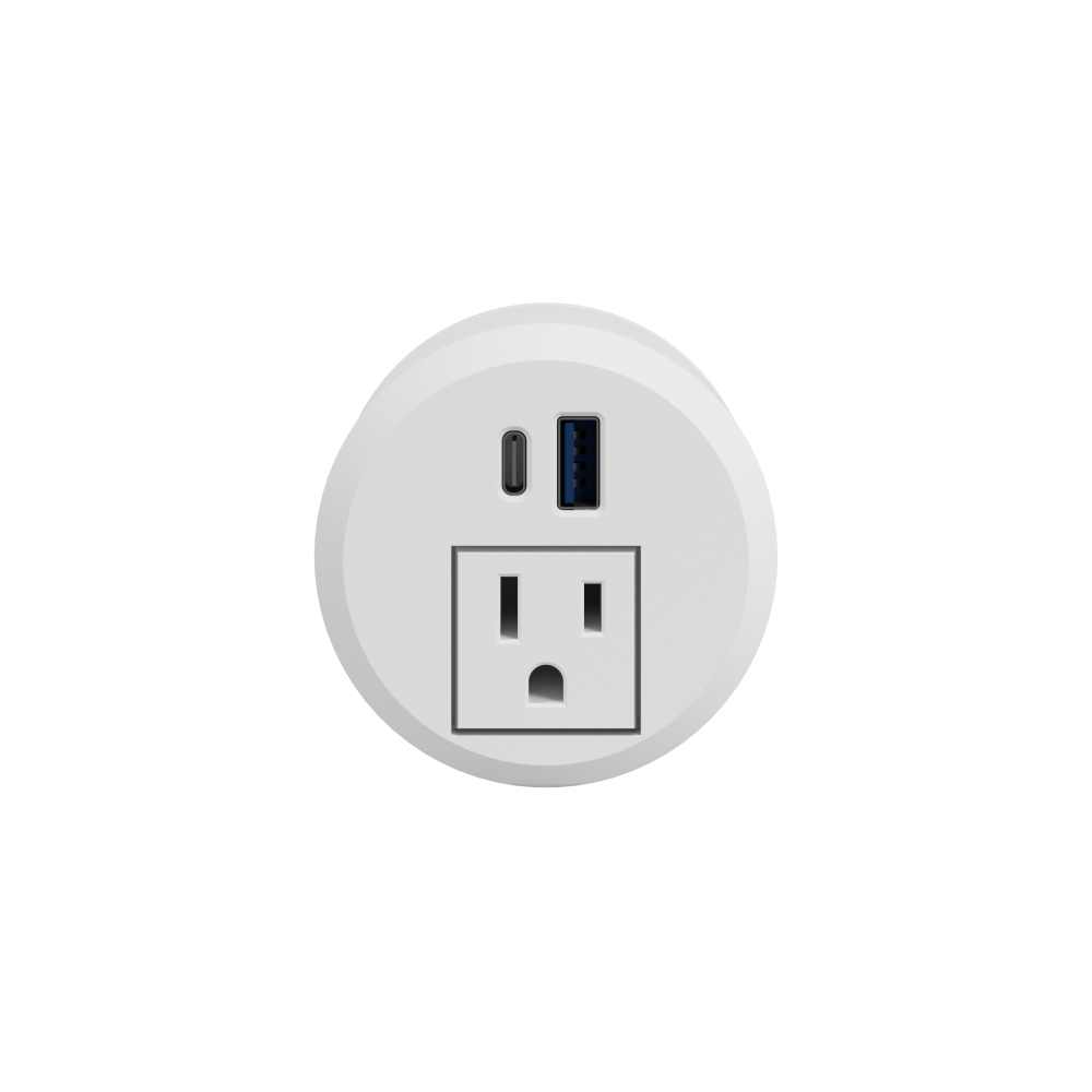 Shop Bush Business Furniture 2-inch Desktop Power Grommet with AC Outlet and USB-A/USB-C Ports, Image 03, AC99898WH-03, #color_white