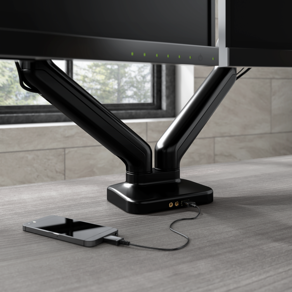 Shop Bush Business Furniture Adjustable Dual Monitor Arm with USB Port, Image 06, AC99891-03, #color_black paint