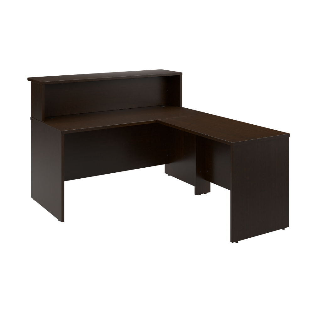 Shop Bush Business Furniture Arrive 60W x 72D L Shaped Reception Desk with Shelf, Image 01, ARV003MR, #color_mocha cherry