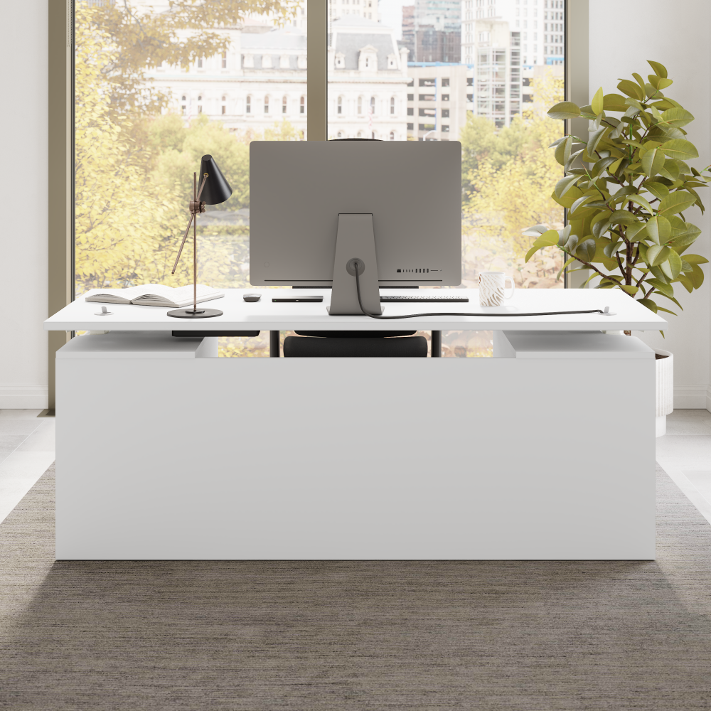 Shop Bush Business Furniture Stratus 72W x 30D Electric Standing Desk with Drawers and Modesty Panel, Image 06, SUT012WH, #color_white
