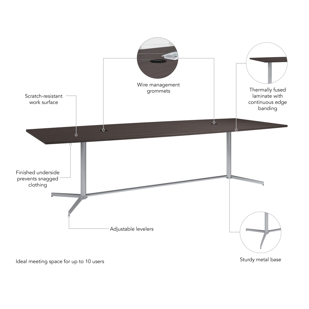 Shop Bush Business Furniture 120-inch Office Conference Table with Metal Base, Image 05, 99TBM120SGSVK, #color_storm gray