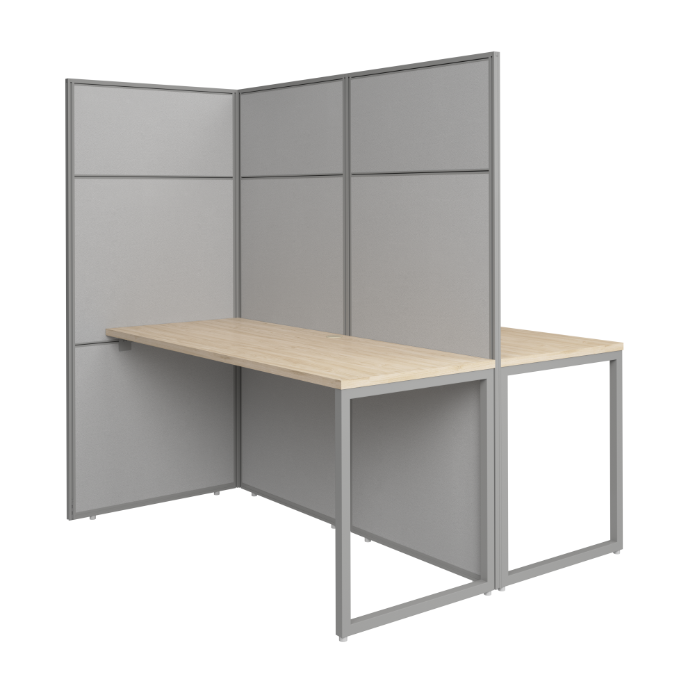 Shop Bush Business Furniture Easy Office 60-inch 2 Person Cubicle Desk with Tall Panels, Image 01, EODH460NE-03K, #color_natural elm/silver gray fabric