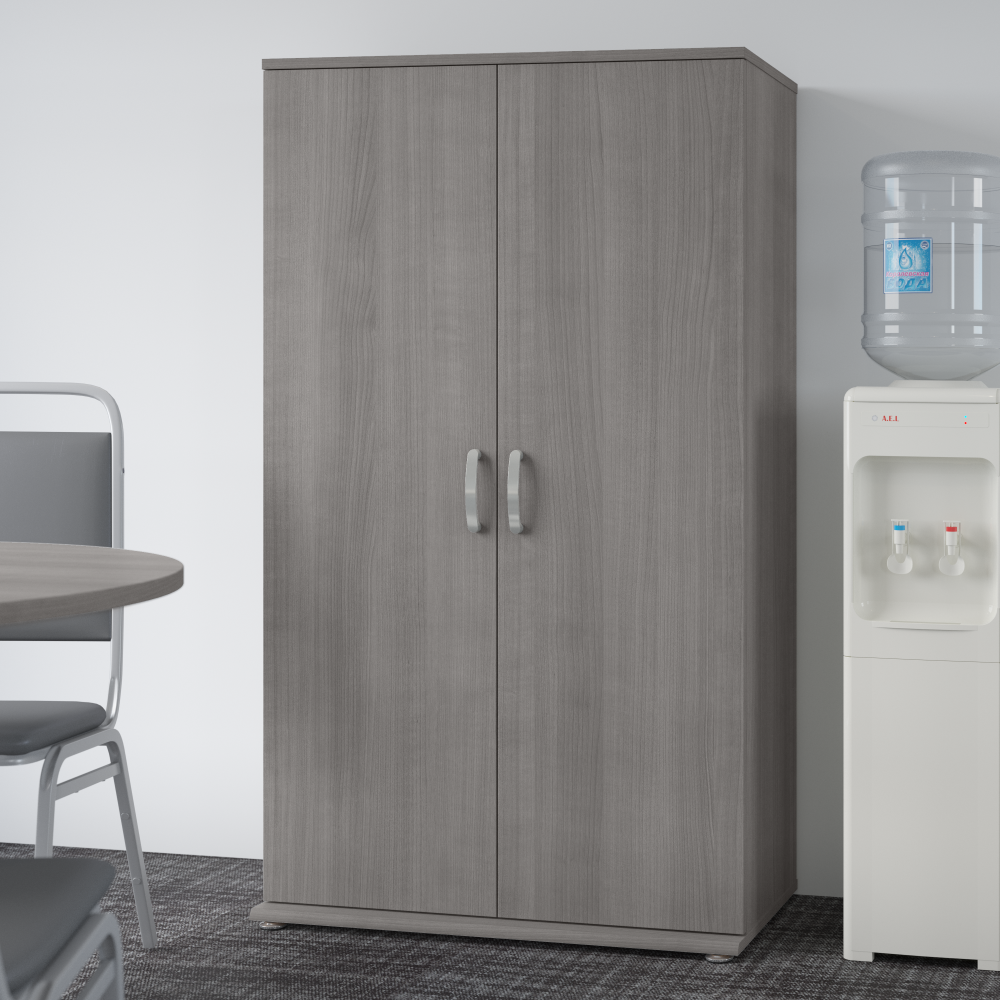 Shop Bush Business Furniture Universal Tall Storage Cabinet with Doors and Shelves, Image 02, UNS136PGK, #color_platinum gray