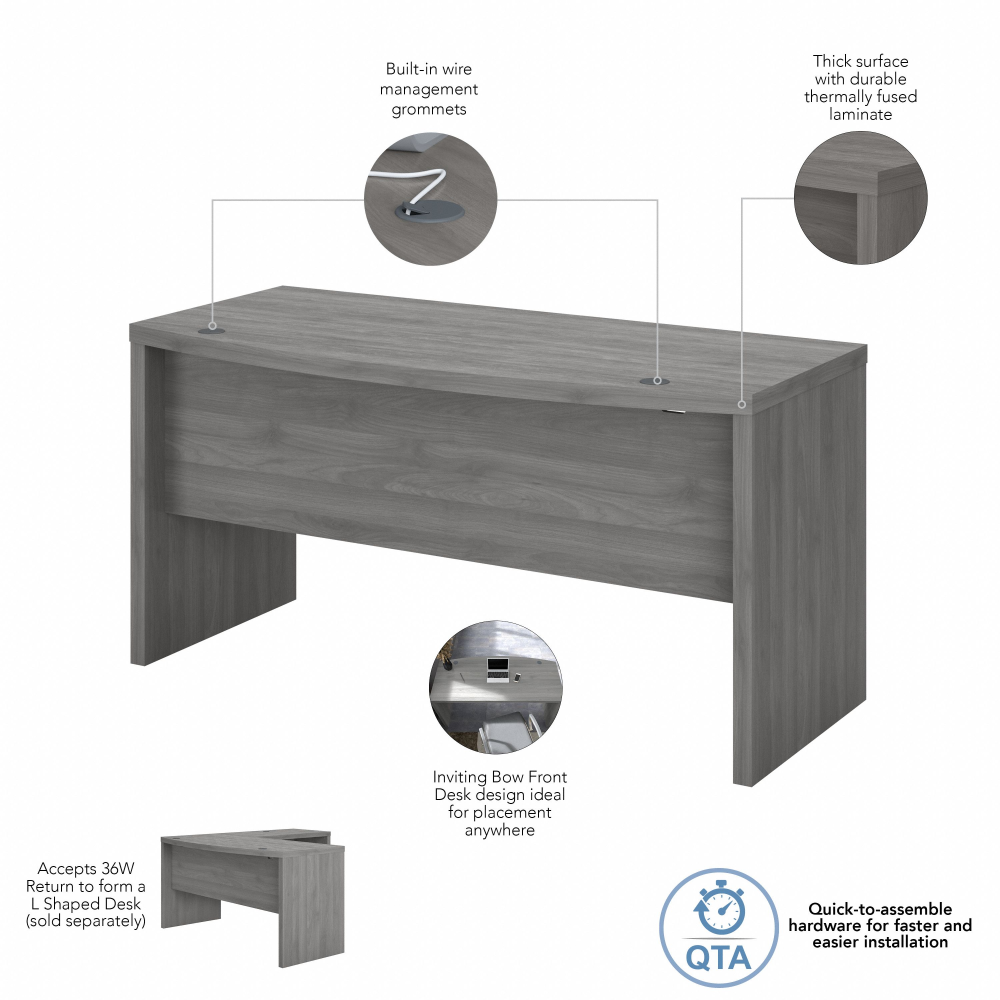 Shop Bush Business Furniture Echo 60W Bow Front Desk, Image 06, KI60405-03, #color_modern gray
