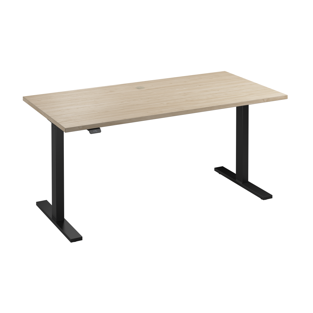 Shop Bush Business Furniture Move 60 Series 60W x 30D Electric Height Adjustable Standing Desk, Image 01, M6S6030NEBK, #color_natural elm/black powder coat