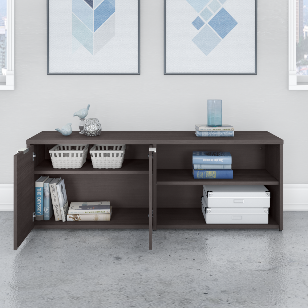 Shop Bush Business Furniture Jamestown Low Storage Cabinet with Doors and Shelves, Image 03, JTS160SG, #color_storm gray