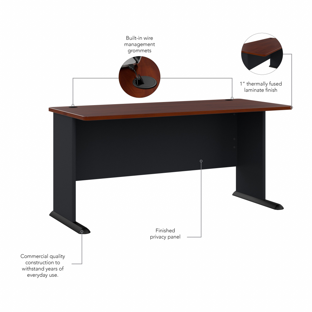 Shop Bush Business Furniture Series A 60W Desk, Image 07, WC90460A, #color_hansen cherry/galaxy