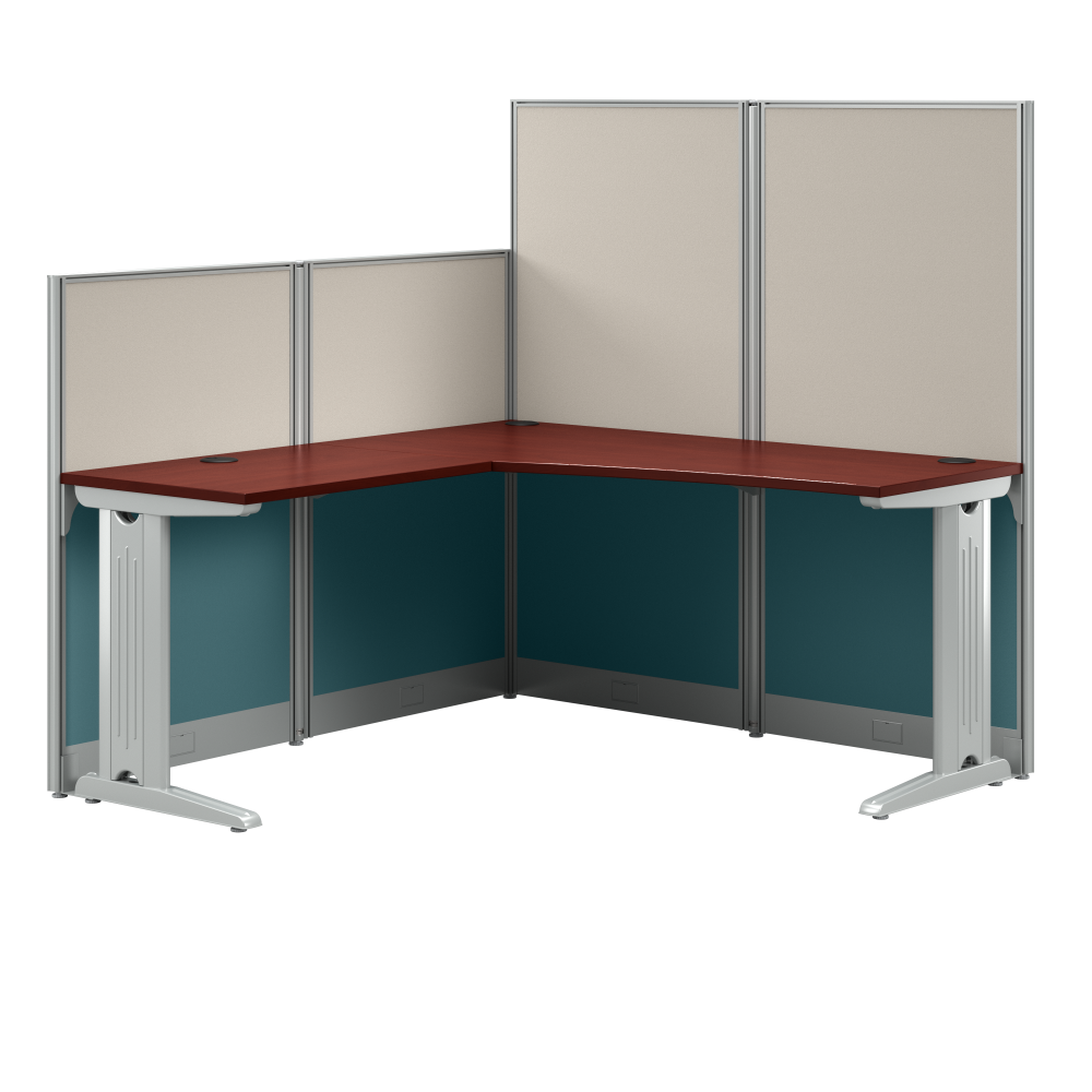 Shop Bush Business Furniture Office in an Hour 65W x 65D L Shaped Cubicle Desk, Image 01, WC36494-03K, #color_hansen cherry