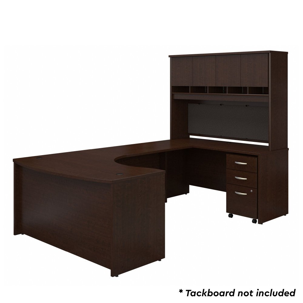 Shop Bush Business Furniture Series C 60W Right Handed Bow Front U Shaped Desk with Hutch and Storage, Image 03, SRC092MRSU, #color_mocha cherry