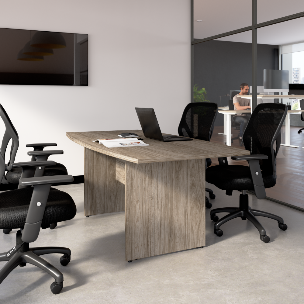 Shop Bush Business Furniture 72-inch Office Conference Table with Wood Base, Image 02, 99TB7236MH, #color_modern hickory