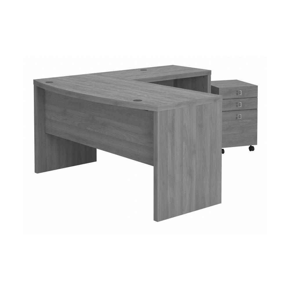 Shop Bush Business Furniture Echo L Shaped Bow Front Desk with Mobile File Cabinet, Image 01, ECH007MG, #color_modern gray