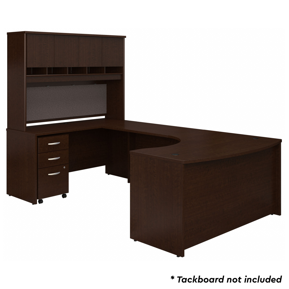 Shop Bush Business Furniture Series C 60W Left Handed Bow Front U Shaped Desk with Hutch and Storage, Image 03, SRC093MRSU, #color_mocha cherry