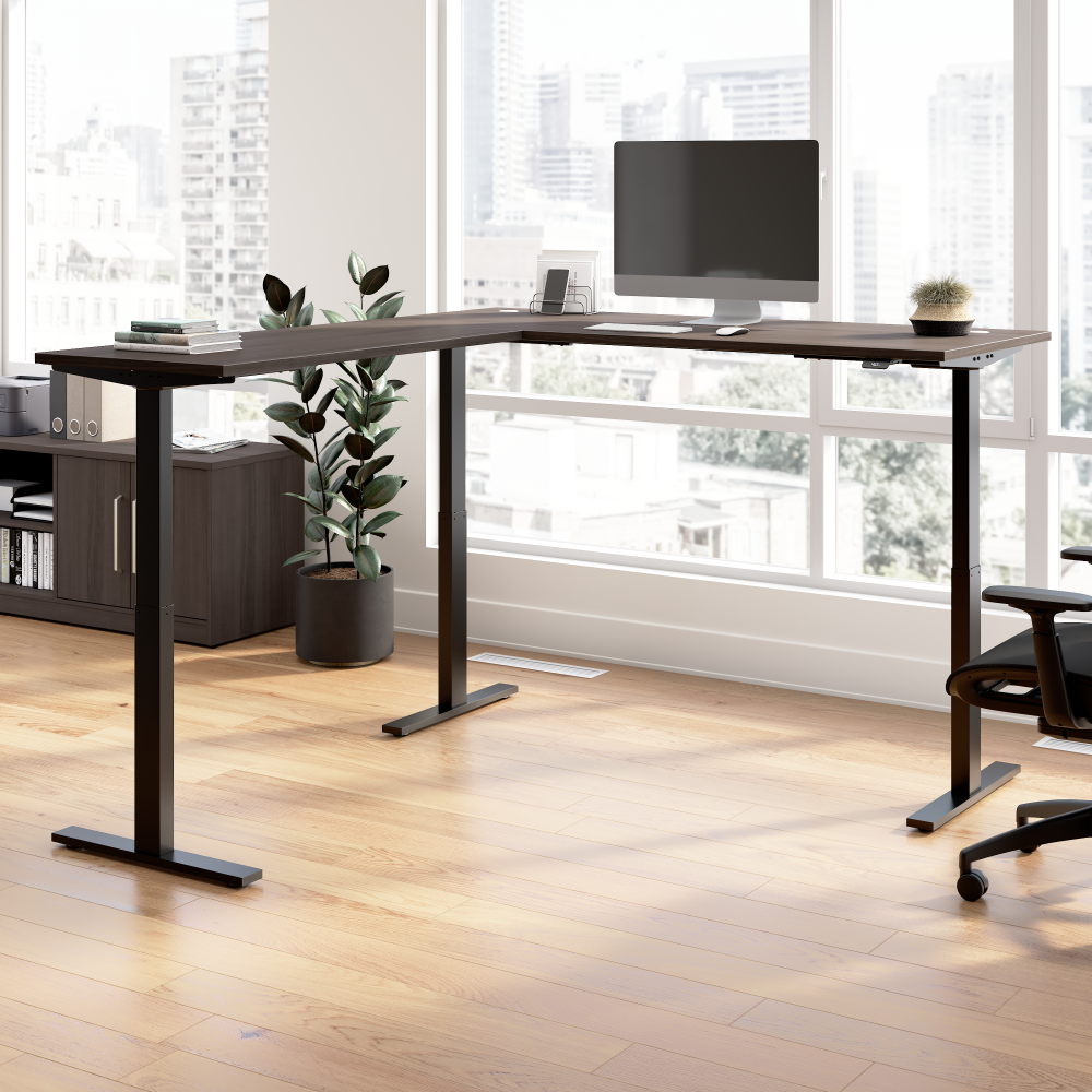Shop Bush Business Furniture Move 60 Series 72W Height Adjustable L Shaped Standing Desk, Image 02, M6SL7278SGBK, #color_storm gray/black powder coat