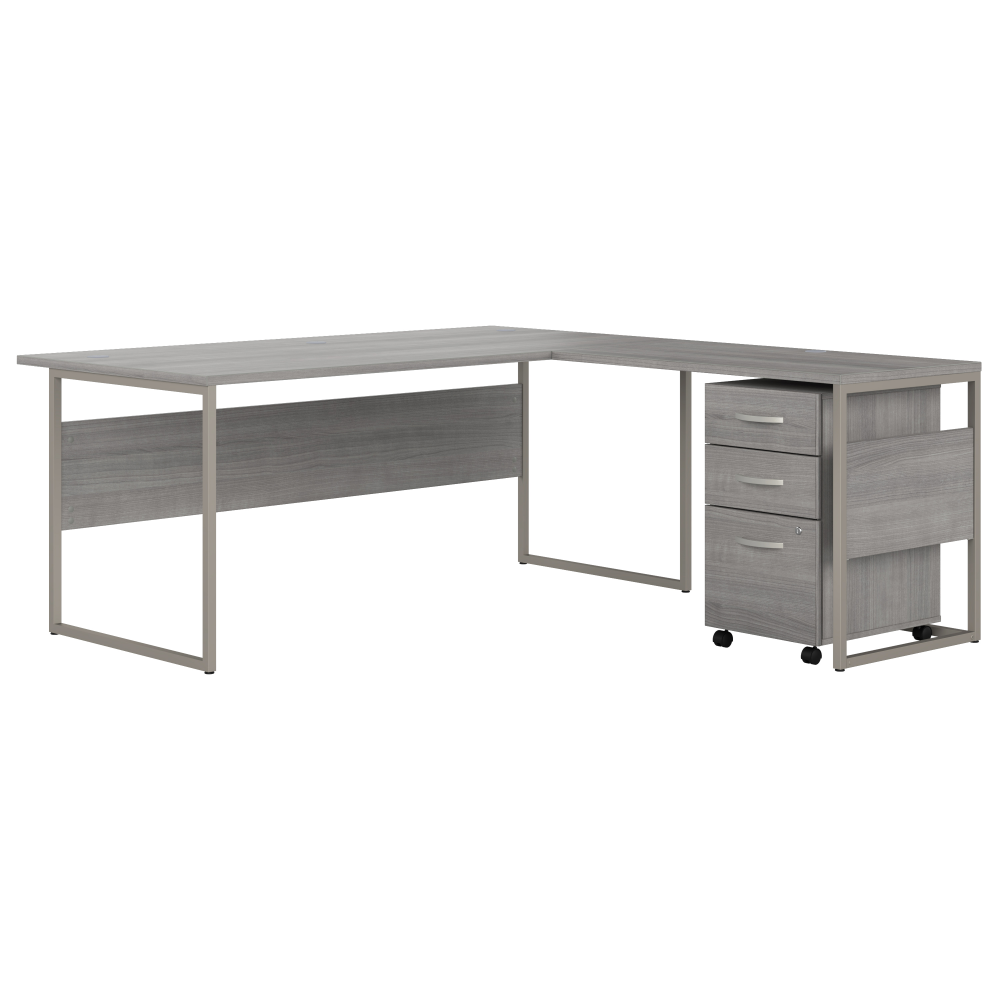 Shop Bush Business Furniture Hybrid 72W x 30D L Shaped Table Desk with Mobile File Cabinet, Image 01, HYB028PGSU, #color_platinum gray