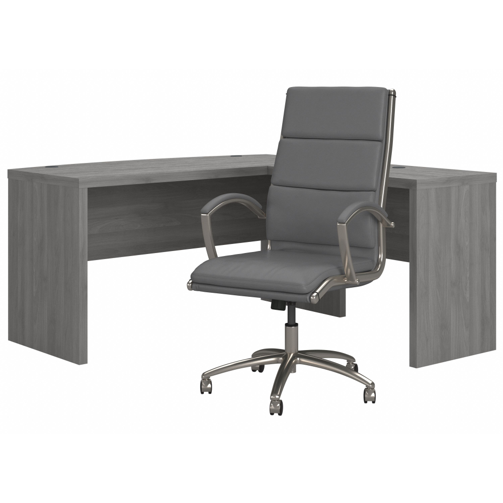 Shop Bush Business Furniture Echo L Shaped Bow Front Desk with High Back Chair, Image 03, ECH034MG, #color_modern gray