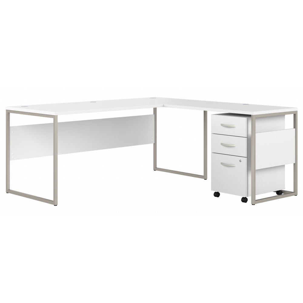 Shop Bush Business Furniture Hybrid 72W x 30D L Shaped Table Desk with Mobile File Cabinet, Image 01, HYB028WHSU, #color_white