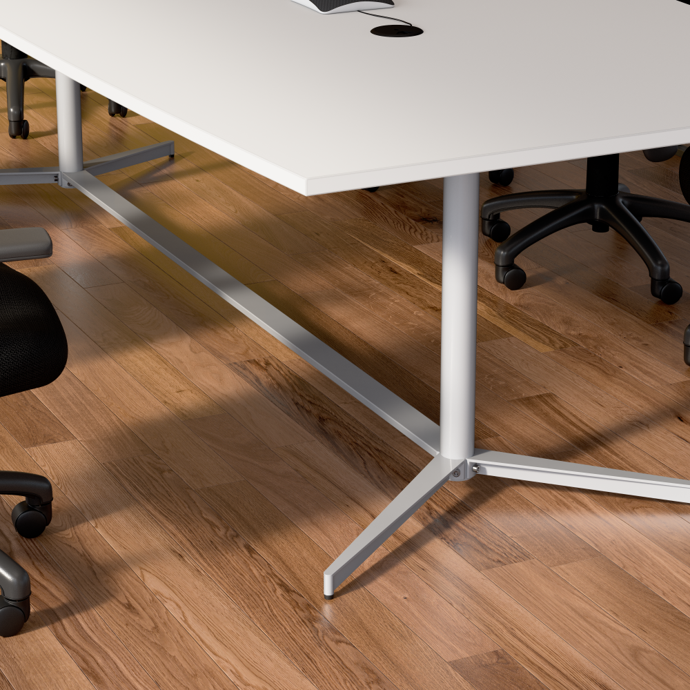 Shop Bush Business Furniture 120-inch Office Conference Table with Metal Base, Image 04, 99TBM120WHSVK, #color_white