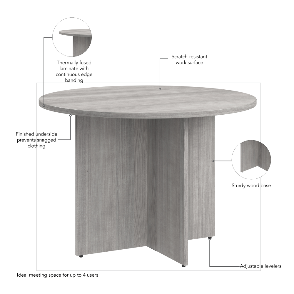 Shop Bush Business Furniture 42-inch Round Conference Table with Wood Base, Image 05, 99TB42RPG, #color_platinum gray