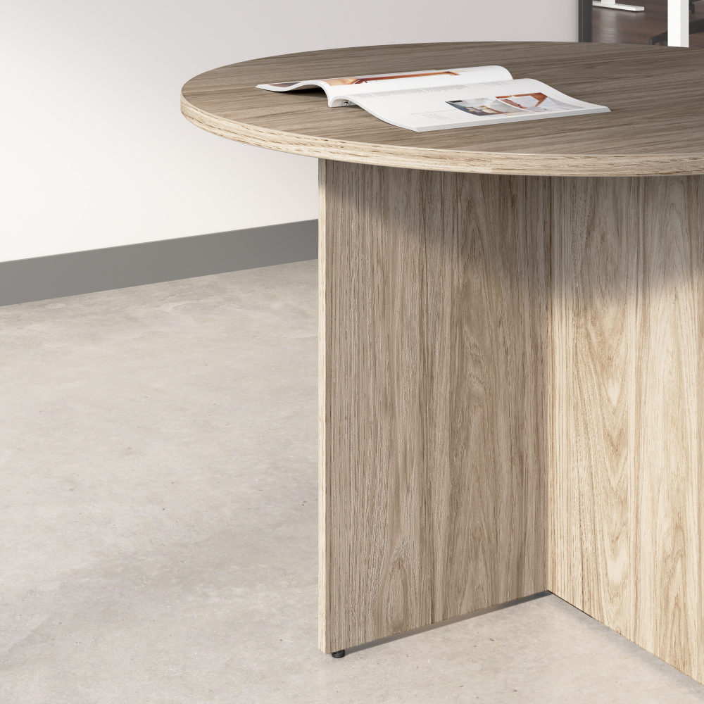 Shop Bush Business Furniture 42-inch Round Conference Table with Wood Base, Image 04, 99TB42RMH, #color_modern hickory