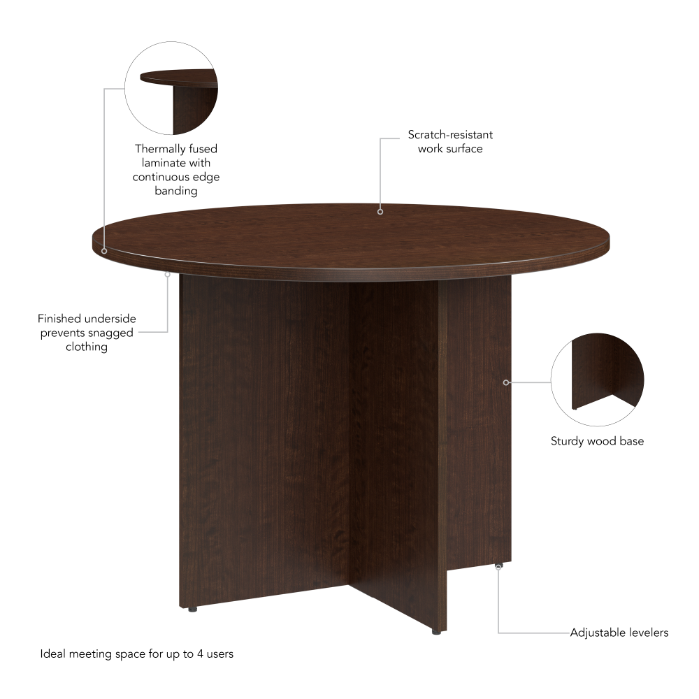 Shop Bush Business Furniture 42-inch Round Conference Table with Wood Base, Image 05, 99TB42RMR, #color_mocha cherry