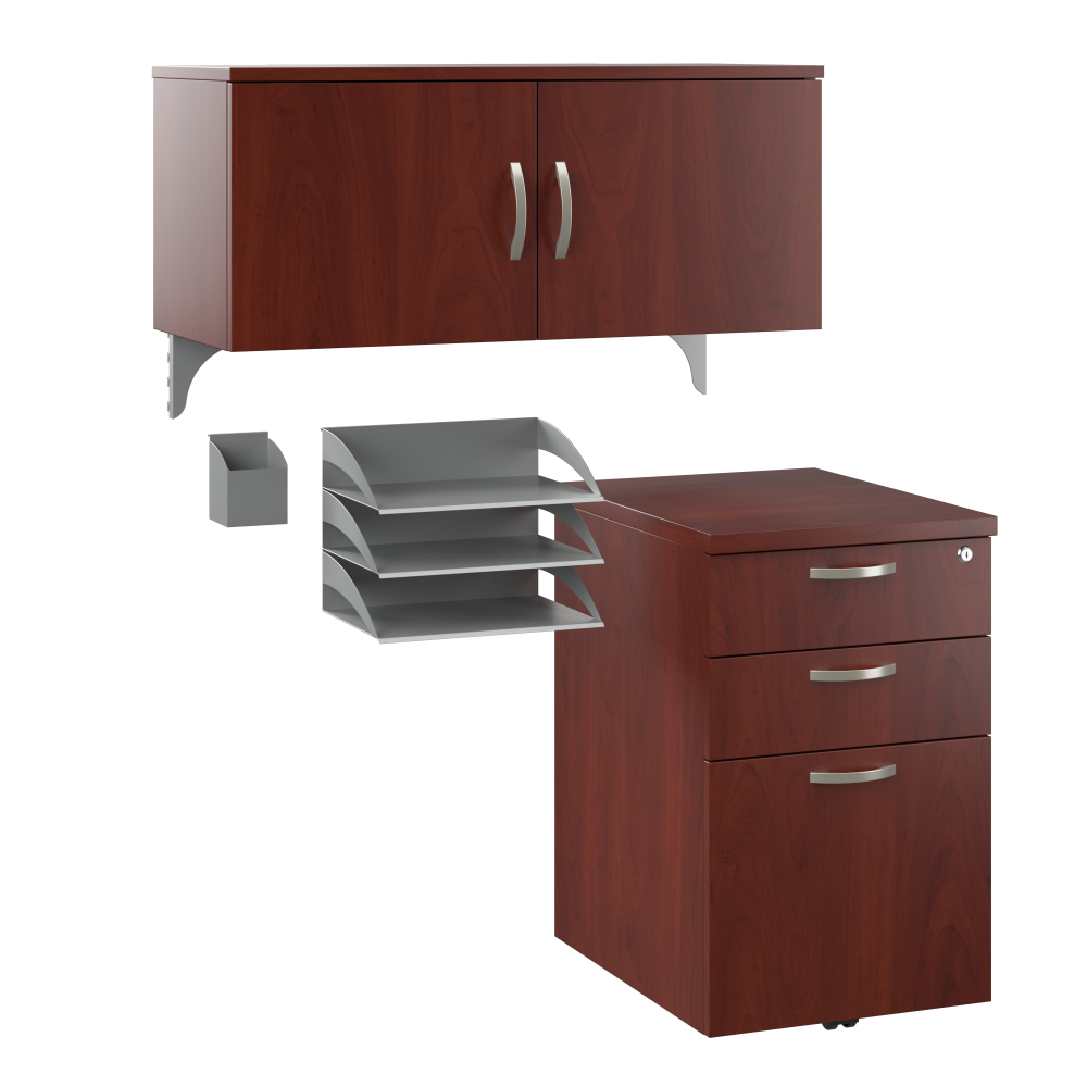 Shop Bush Business Furniture Office in an Hour Cubicle Storage with Cabinet, Drawers, Paper Tray, and Pencil Holder, Image 01, WC36490-03K, #color_hansen cherry