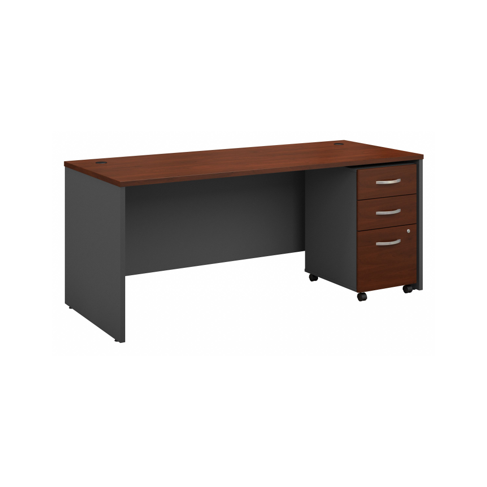 Shop Bush Business Furniture Series C 72W x 30D Office Desk with Mobile File Cabinet, Image 01, SRC113HCSU, #color_hansen cherry/graphite gray