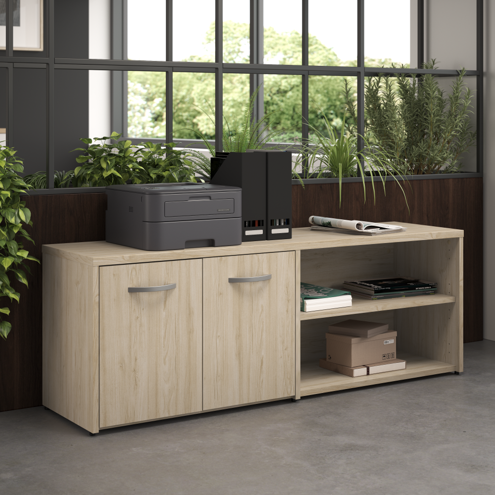 Shop Bush Business Furniture Studio C Low Storage Cabinet with Doors and Shelves, Image 02, SCS160NE, #color_natural elm