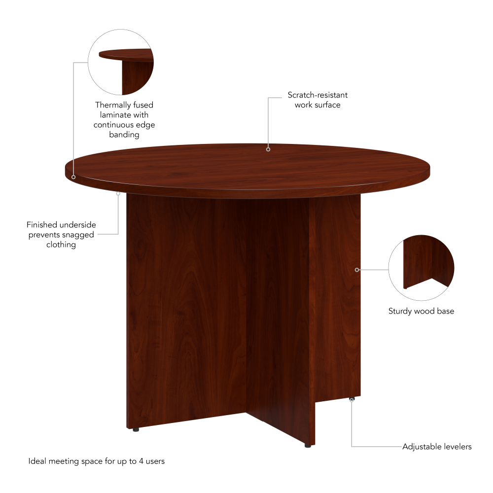 Shop Bush Business Furniture 42-inch Round Conference Table with Wood Base, Image 05, 99TB42RHC, #color_hansen cherry
