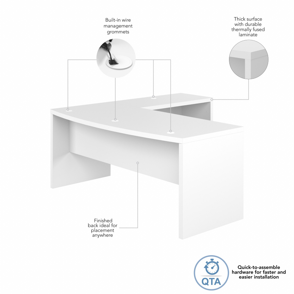 Shop Bush Business Furniture Echo 72W Bow Front L Shaped Desk, Image 06, ECH053PW, #color_pure white