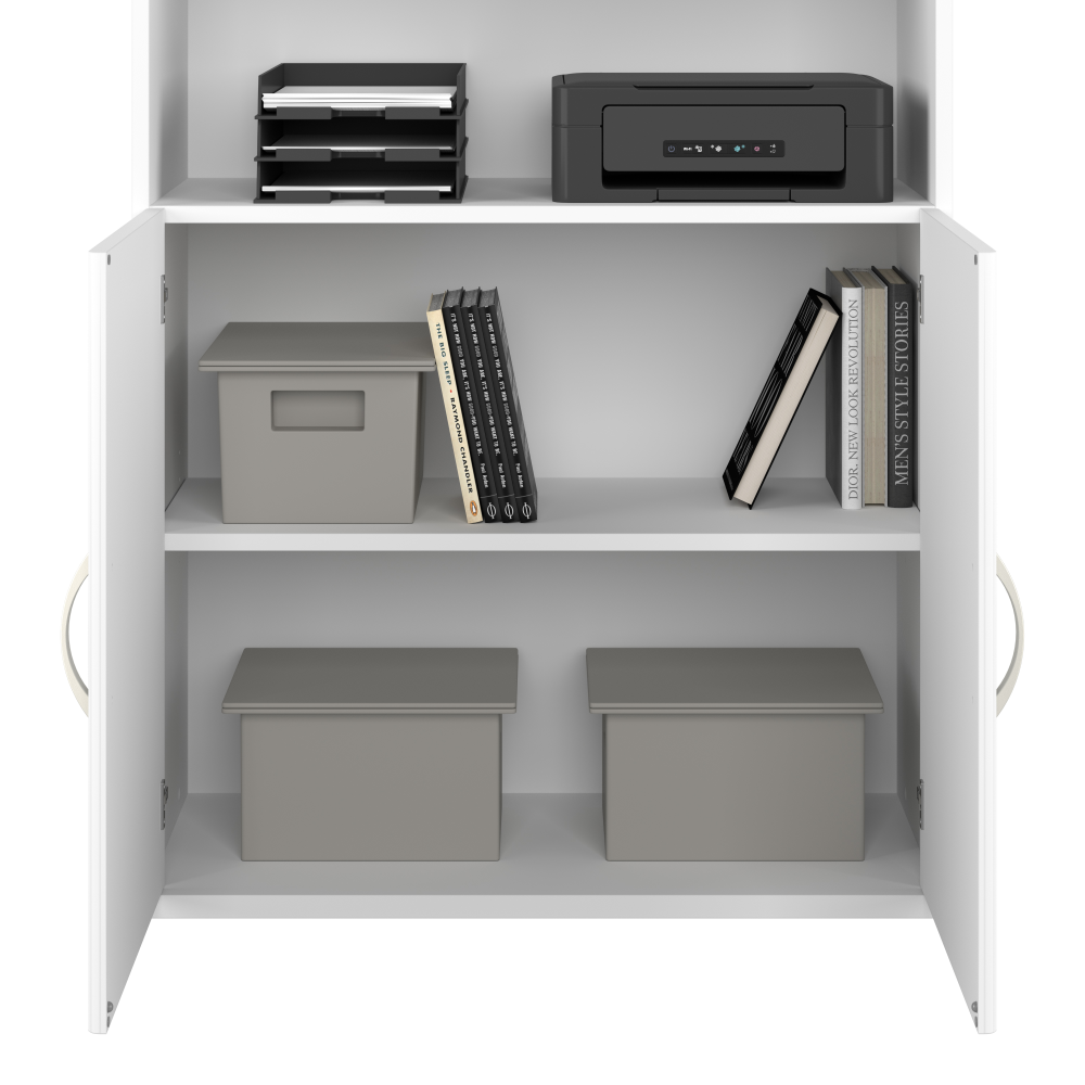 Shop Bush Business Furniture Hybrid Tall 5 Shelf Bookcase with Doors, Image 04, HYB024WH, #color_white