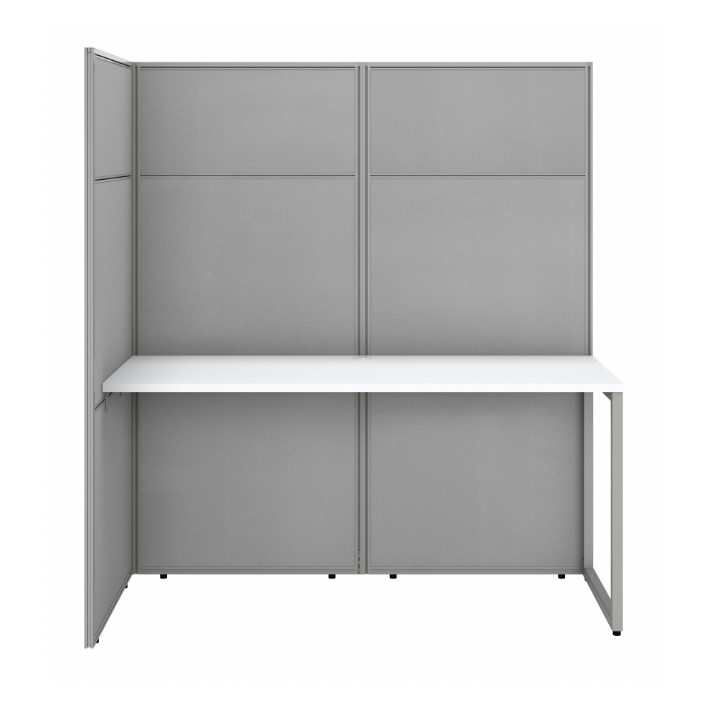Shop Bush Business Furniture Easy Office 60W 2 Person Cubicle Desk Workstation with 66H Panels, Image 03, EODH460WH-03K, #color_pure white/silver gray fabric
