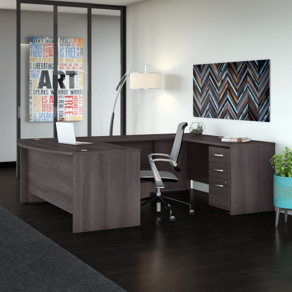 Shop Bush Business Furniture Studio C 72W x 36D U Shaped Desk with Mobile File Cabinet, Image 02, STC004SGSU, #color_storm gray
