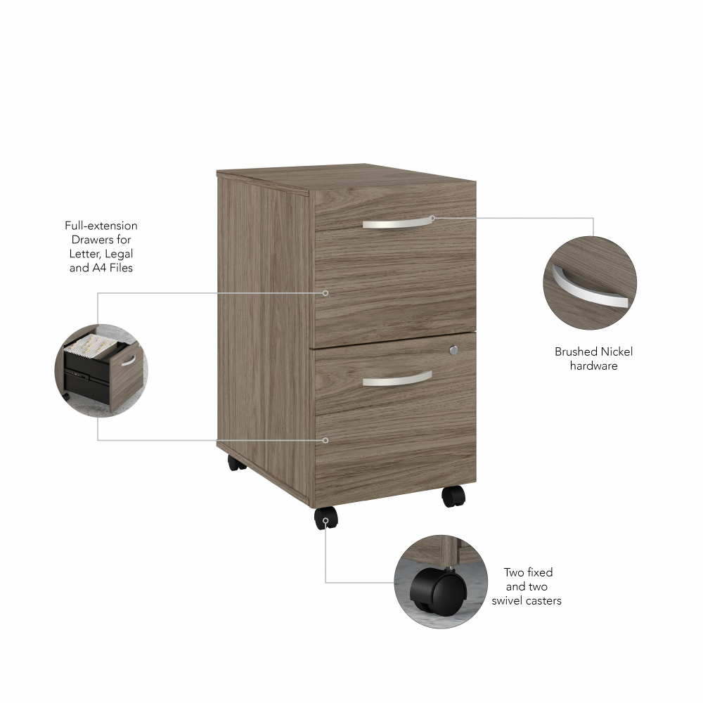 Shop Bush Business Furniture Studio C 72W x 36D Bow Front Desk with Mobile File Cabinets, Image 07, STC012MHSU, #color_modern hickory