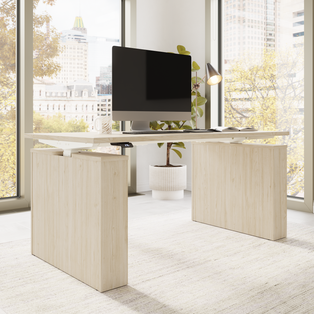 Shop Bush Business Furniture Stratus 60W x 30D Electric Height Adjustable Standing Desk, Image 03, SUT001NE, #color_natural elm