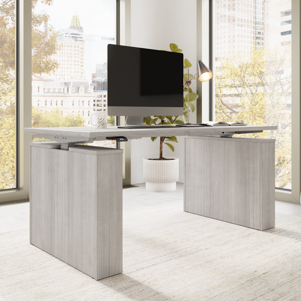 Shop Bush Business Furniture Stratus 60W x 30D Electric Height Adjustable Standing Desk, Image 03, SUT001PG, #color_platinum gray