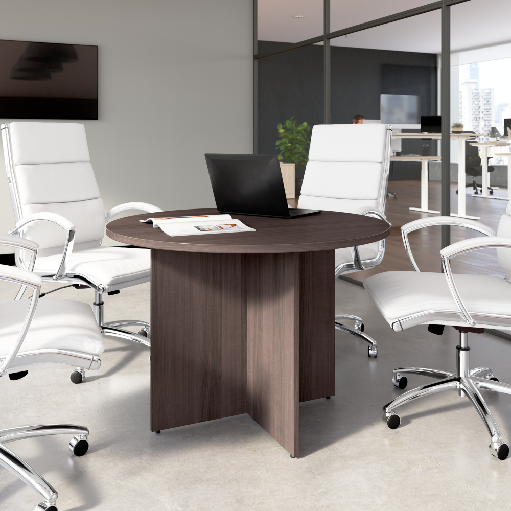 Shop Bush Business Furniture 42-inch Round Conference Table with Wood Base, Image 02, 99TB42RSG, #color_storm gray