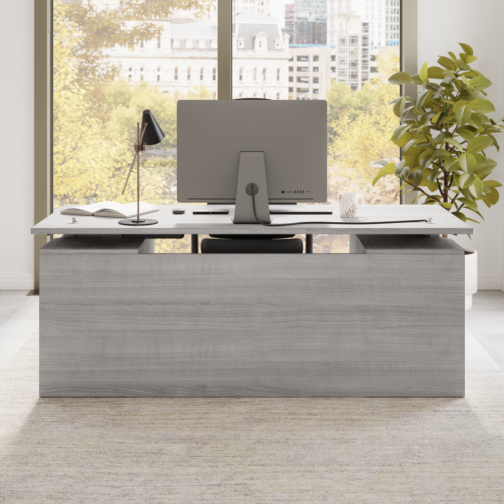 Shop Bush Business Furniture Stratus 72W x 30D Electric Height Adjustable Standing Desk with Modesty Panel, Image 06, SUT004PG, #color_platinum gray