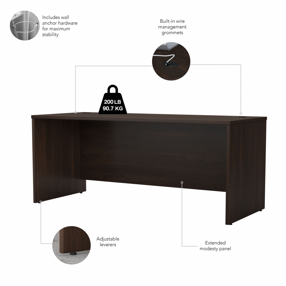 Shop Bush Business Furniture Studio C 72W x 30D Office Desk, Image 07, SCD272BW, #color_black walnut